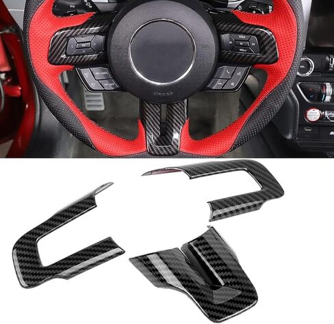 غطاء عجلة القيادة من ألياف الكربون من GSRECY متوافق مع Ford Mustang 2015 2016 2017 2018 2019 2020 2021 2022 ملحقات الديكور الداخلي in Kuwait