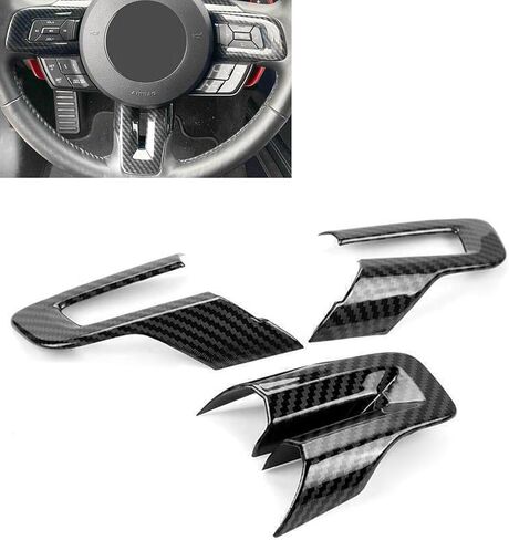 غطاء عجلة القيادة من ألياف الكربون من GSRECY متوافق مع Ford Mustang 2015 2016 2017 2018 2019 2020 2021 2022 ملحقات الديكور الداخلي in Kuwait