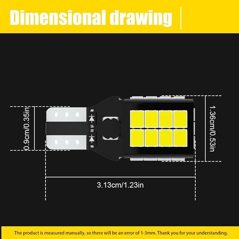 912 921 LED Backup Light Bulbs Reverse Lights High Power 2835 15-SMD Error Free T15 906 W16W 922 LED Bulb, 6000K White, Pack of 2 in Saudi Arabia