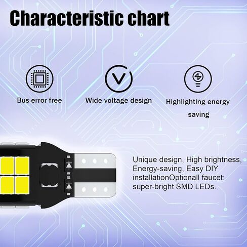 912 921 LED Backup Light Bulbs Reverse Lights High Power 2835 15-SMD Error Free T15 906 W16W 922 LED Bulb, 6000K White, Pack of 2 in Saudi Arabia