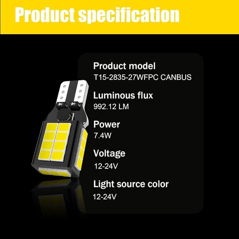 912 921 LED Backup Light Bulbs Reverse Lights High Power 2835 15-SMD Error Free T15 906 W16W 922 LED Bulb, 6000K White, Pack of 2 in Saudi Arabia