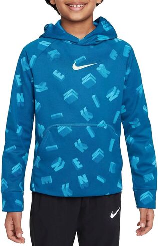 Nike Big Boys' Therma-FIT Printed Training Hoodie (Medium, Imperial Blue/Lime Ice) in Saudi Arabia