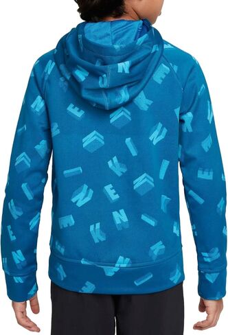 Nike Big Boys' Therma-FIT Printed Training Hoodie (Medium, Imperial Blue/Lime Ice) in Saudi Arabia