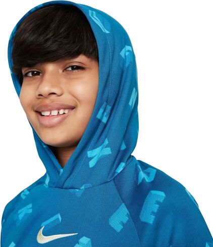 Nike Big Boys' Therma-FIT Printed Training Hoodie (Medium, Imperial Blue/Lime Ice) in Saudi Arabia