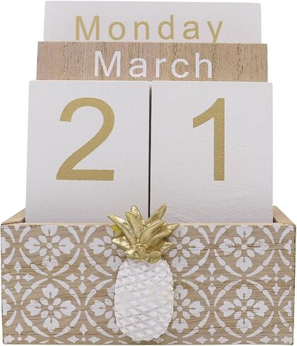 Wooden Desk Perpetual Calendar Cute Cactus Desktop Calendar Month Week Date Display Blocks for Office Home Decoration in Saudi Arabia