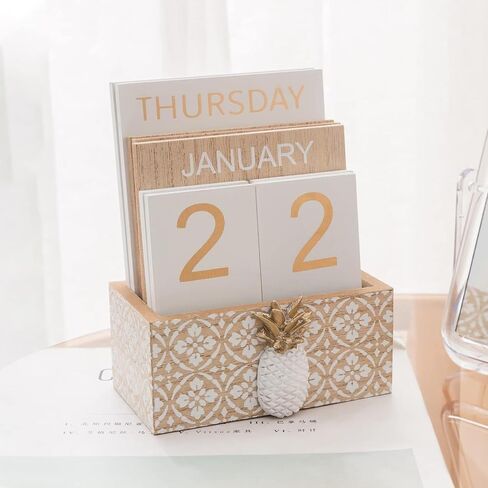 Wooden Desk Perpetual Calendar Cute Cactus Desktop Calendar Month Week Date Display Blocks for Office Home Decoration in Saudi Arabia