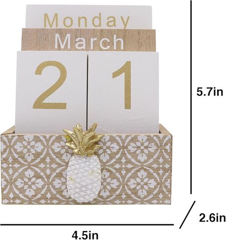 Wooden Desk Perpetual Calendar Cute Cactus Desktop Calendar Month Week Date Display Blocks for Office Home Decoration in Saudi Arabia
