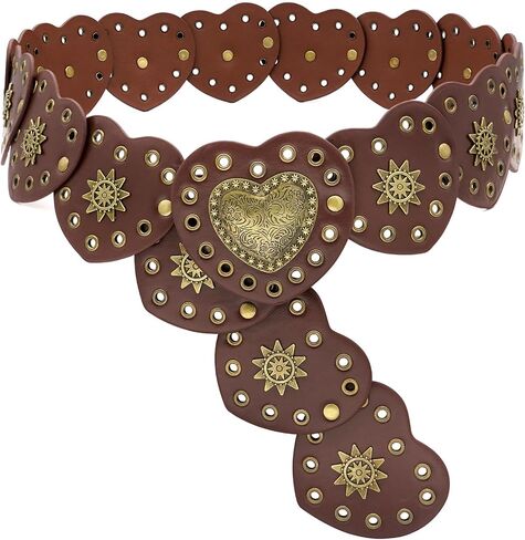 Wide Disc Belts Hollow Heart Leather Belt Vintage Western Belts for Women Dresses in Saudi Arabia