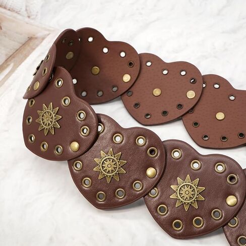 Wide Disc Belts Hollow Heart Leather Belt Vintage Western Belts for Women Dresses in Saudi Arabia