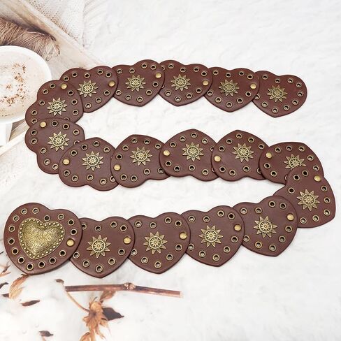 Wide Disc Belts Hollow Heart Leather Belt Vintage Western Belts for Women Dresses in Saudi Arabia