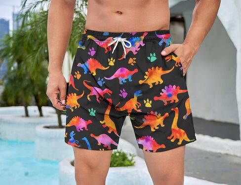 Mens Swim Trunks with Compression Liner 5 Inseam Quick Dry Swimwear Bathing Suit Swimming Board Shorts with 4 Pocket in Saudi Arabia