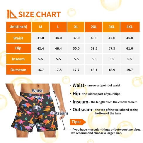 Mens Swim Trunks with Compression Liner 5 Inseam Quick Dry Swimwear Bathing Suit Swimming Board Shorts with 4 Pocket in Saudi Arabia
