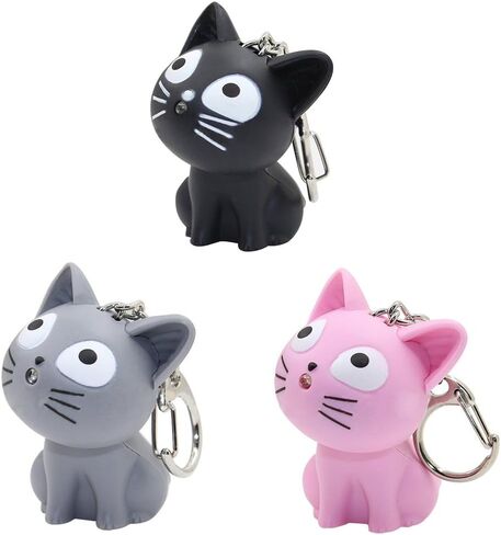 LED Cute Kitty Cat Keychain with Sound and Flashlight Lover Gift Child Toy in Kuwait