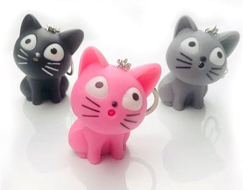 LED Cute Kitty Cat Keychain with Sound and Flashlight Lover Gift Child Toy in Kuwait