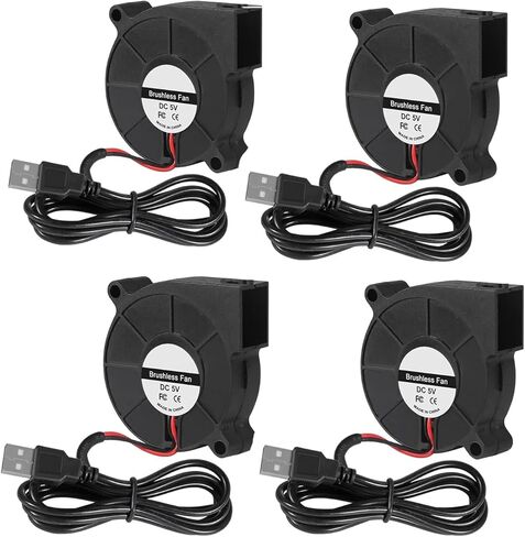 UMLIFE 4PCS 50mm 5015 Blower Fan 12V Fans Blower Turbine Turbo Dual Ball Bearing, 1000mm/39in Cable Brushless Cooling 50mmx15mm 2PIN for 3D Printer Hotend Extruder in Kuwait