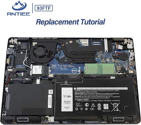 بطارية الكمبيوتر المحمول ANTIEE 42Wh J0PGR متوافقة مع Dell Latitude 5285 2 في 1، Latitude 5290 2 في 1 سلسلة T17G T17G001 T17G002 0J0PGR JOPGR 0RDYCT RDYCT 1WND8 X16TW 0X16TW 0FTH6F FTH6F 7.6V 5250mAh in Saudi Arabia
