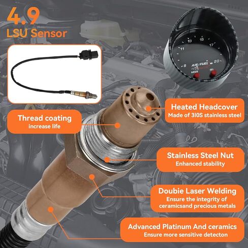 30-0334 X-Series Wideband UEGO Air/Fuel Ratio Gauge 52mm (2-1/16") with 4.9 LSU Sensor, Wideband O2 Control Sensor Kit, 0-5V&RS232 Output Upgraded Digital AFR Controller Gauge with OBDII Connectivity in Saudi Arabia