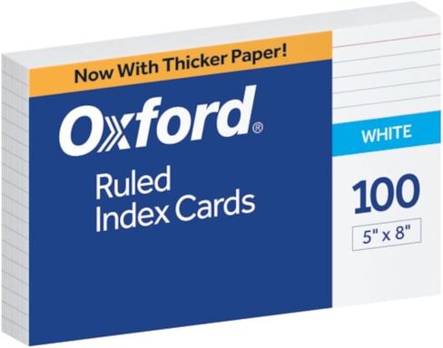 Oxford Ruled Index Cards, 5" x 8", White, 100/Pack (51) in Saudi Arabia