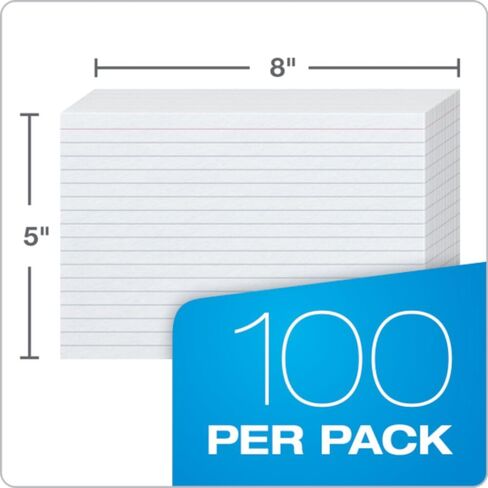 Oxford Ruled Index Cards, 5" x 8", White, 100/Pack (51) in Saudi Arabia
