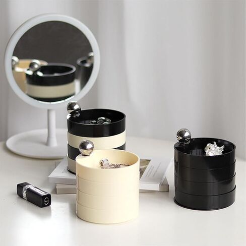 صندوق مجوهرات شفاف من 4 طبقات لمشبك الشعر، ربطة شعر، منظم حامل مجوهرات أكريليك لطيف قابل للدوران 360 درجة للأقراط والخاتم والسوار وحامل إكسسوارات الشعر للنساء in Kuwait