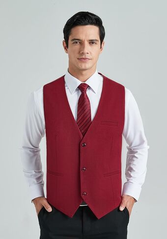 HISDERN Mens Suit Vest Business Casual Dress Waistcoat Vest Solid Color Formal Wedding Vests for Suits or Tuxedo in Saudi Arabia