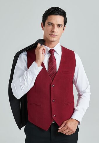 HISDERN Mens Suit Vest Business Casual Dress Waistcoat Vest Solid Color Formal Wedding Vests for Suits or Tuxedo in Saudi Arabia