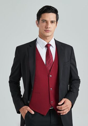 HISDERN Mens Suit Vest Business Casual Dress Waistcoat Vest Solid Color Formal Wedding Vests for Suits or Tuxedo in Saudi Arabia