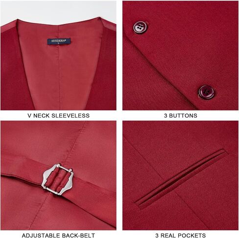 HISDERN Mens Suit Vest Business Casual Dress Waistcoat Vest Solid Color Formal Wedding Vests for Suits or Tuxedo in Saudi Arabia