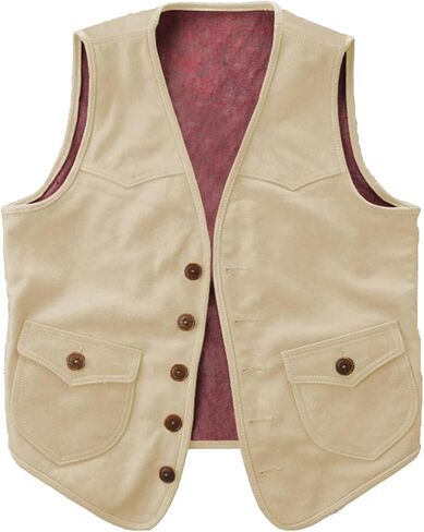Men's Suede Leather Suit Vest Vintage Western Cowboy Waistcoat Regular Fit in Saudi Arabia
