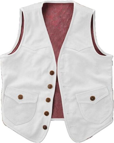 Men's Suede Leather Suit Vest Vintage Western Cowboy Waistcoat Regular Fit in Saudi Arabia