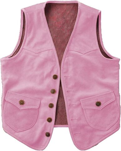 Men's Suede Leather Suit Vest Vintage Western Cowboy Waistcoat Regular Fit in Saudi Arabia