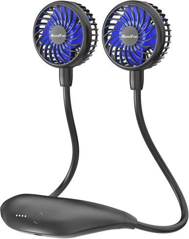 HandFan 10000mAh Portable Neck Fan Rechargeable, Wearable Personal Fans for Neck, Hands Free Necklace Fan Battery Operated, Neck Cooling Air Condition for Men Women Travel Hiking Cycling Outdoors in Kuwait