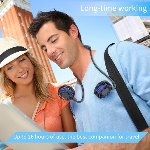 HandFan 10000mAh Portable Neck Fan Rechargeable, Wearable Personal Fans for Neck, Hands Free Necklace Fan Battery Operated, Neck Cooling Air Condition for Men Women Travel Hiking Cycling Outdoors in Kuwait