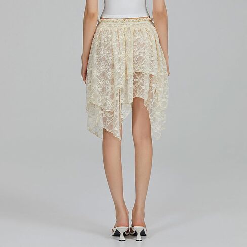 Women Y2k Lace Slip Skirt Elastic Low Rise Mini Skirts Pleated Half Slip Short Skirt Flowy Short Skirt Streetwear in Saudi Arabia