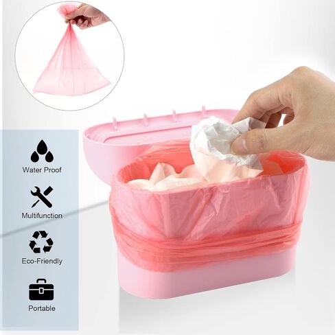 Car Trash Can, 2Pack Mini Car Bin with Lid 4 Trash Bag, Cute Car Accessories for Storage and Organization，Small Trash Can for car，Bedroom and Office (Pink) in Saudi Arabia
