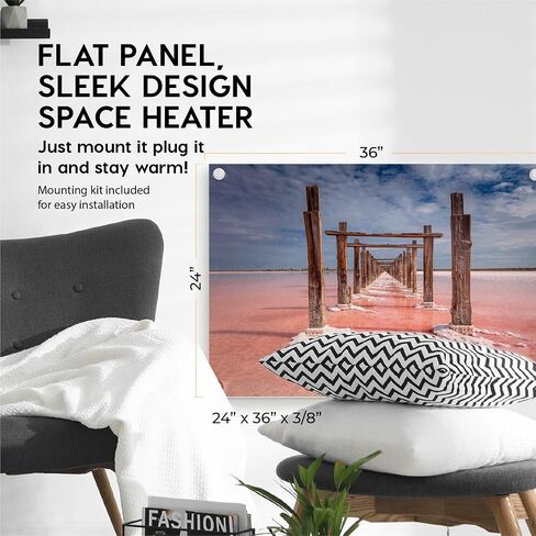 EconoHome Wall Mount Space Heater Panel with Thermostat - 600 Watt Convection Heater with Heat Guard - Ideal for 200 Sqft Room - 120V Electric Heater - Save On Heating Costs in Saudi Arabia