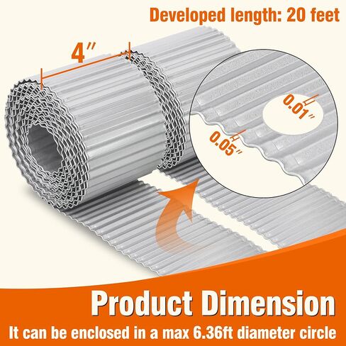 Gardzen Metal Edging for Landscaping, Corrugated Metal Garden Edging, Lawn Edging Border for DIY Flower Bed (Slive, 4In x 10Ft) in Kuwait