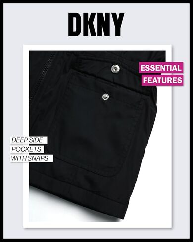 جاكيت DKNY للفتيات - جاكيت من الصوف القطبي الناعم بسحاب للفتيات - جاكيتات رياضية متوسطة الوزن بسحاب كامل (8-20) in Kuwait