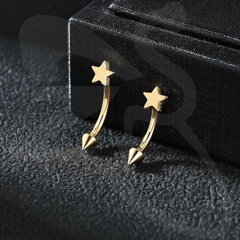 ZS 2 Pairs Internally Threaded Eyebrow Rings, 16G Stainless Steel Spike Helix Daith Tragus Earrings Belly Lip Body Piercing Jewelry for Sensitive Skin Women Men in Kuwait