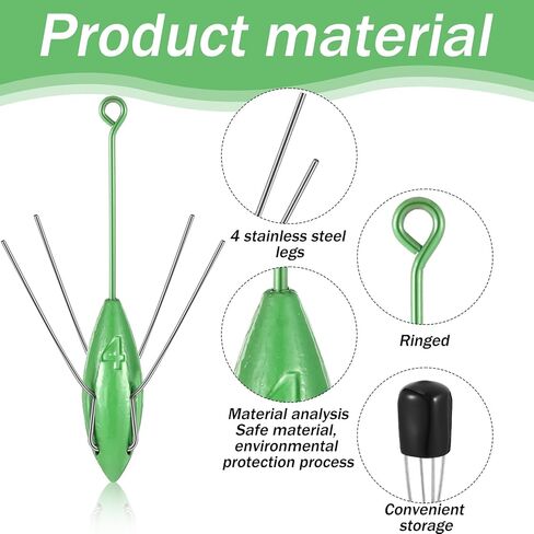 Libima 5 Pcs Sputnik Sinker Surf Fishing Weight Long Tail Fishing Sinkers Fishing Equipment Sputnik Surf Weight for Sea Sand Ocean Beach, Green in Saudi Arabia