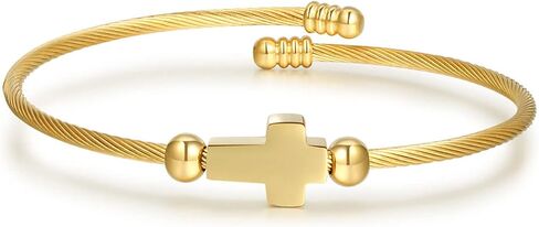 Cable Wire Cuff Bracelet for Women, Couples Bracelets Retro Black Cross Bracelet for Men Gold Bangles Bracelets 18K Gold Plated Cuff Bracelets for Girls Twisted Line Wristband Jewelry Gifts in Saudi Arabia