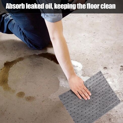 Oil Absorbent Pads - High Absorbency Microfiber Polypropylene Absorbing Pads, Oil Spill Mat for Oil-Based & Water-Based Fluids, Gray, 13" x 10", Pack of 10 in Saudi Arabia