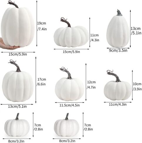 DERAYEE قرع اصطناعي للخريف، قرع أبيض مزيف لعيد الشكر، قرع كبير للخريف لديكور حصاد الهالوين in Kuwait