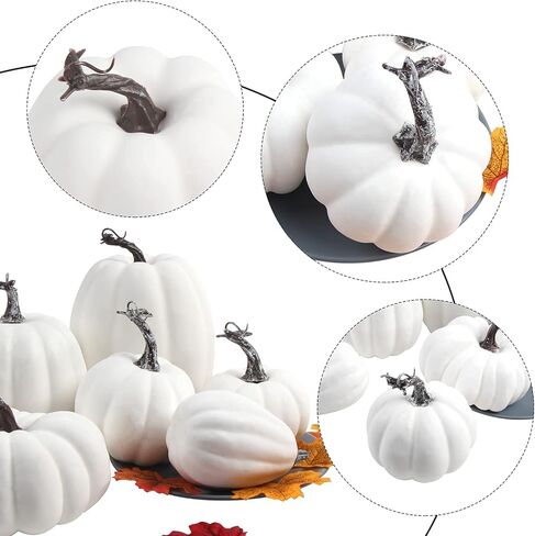 DERAYEE قرع اصطناعي للخريف، قرع أبيض مزيف لعيد الشكر، قرع كبير للخريف لديكور حصاد الهالوين in Kuwait