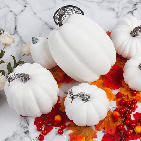 DERAYEE قرع اصطناعي للخريف، قرع أبيض مزيف لعيد الشكر، قرع كبير للخريف لديكور حصاد الهالوين in Kuwait