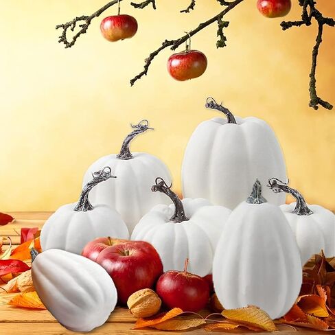 DERAYEE قرع اصطناعي للخريف، قرع أبيض مزيف لعيد الشكر، قرع كبير للخريف لديكور حصاد الهالوين in Kuwait