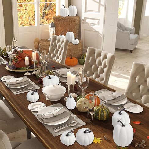 DERAYEE قرع اصطناعي للخريف، قرع أبيض مزيف لعيد الشكر، قرع كبير للخريف لديكور حصاد الهالوين in Kuwait