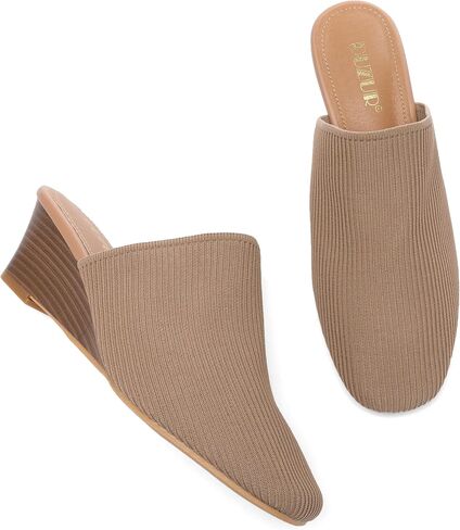 Womens Stacked Heel Wedges Knitted Heeled Mules,Ladies High Heel Slip on Comfortable Trendy Dressy Casual Fancy Holiday Going Out Everyday Crochet Elegant Shoe in Saudi Arabia