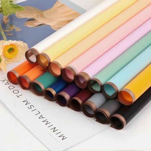 60 ورقة من ورق تغليف الزهور بحافة ذهبية، 10 ألوان من ورق تغليف الزهور المقاوم للماء، لوازم باقة الزهور مع شريط وبطاقة وديكور فراشة لهدايا DIY لمتجر الزهور in Kuwait