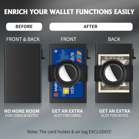 حامل AirTag للمحفظة، حزام حزام محفظة airtag مضاد للفقد، حزام AirTag لبطاقات المحفظة المنبثقة، ملحقات محفظة AirTag (أسود A) in Kuwait